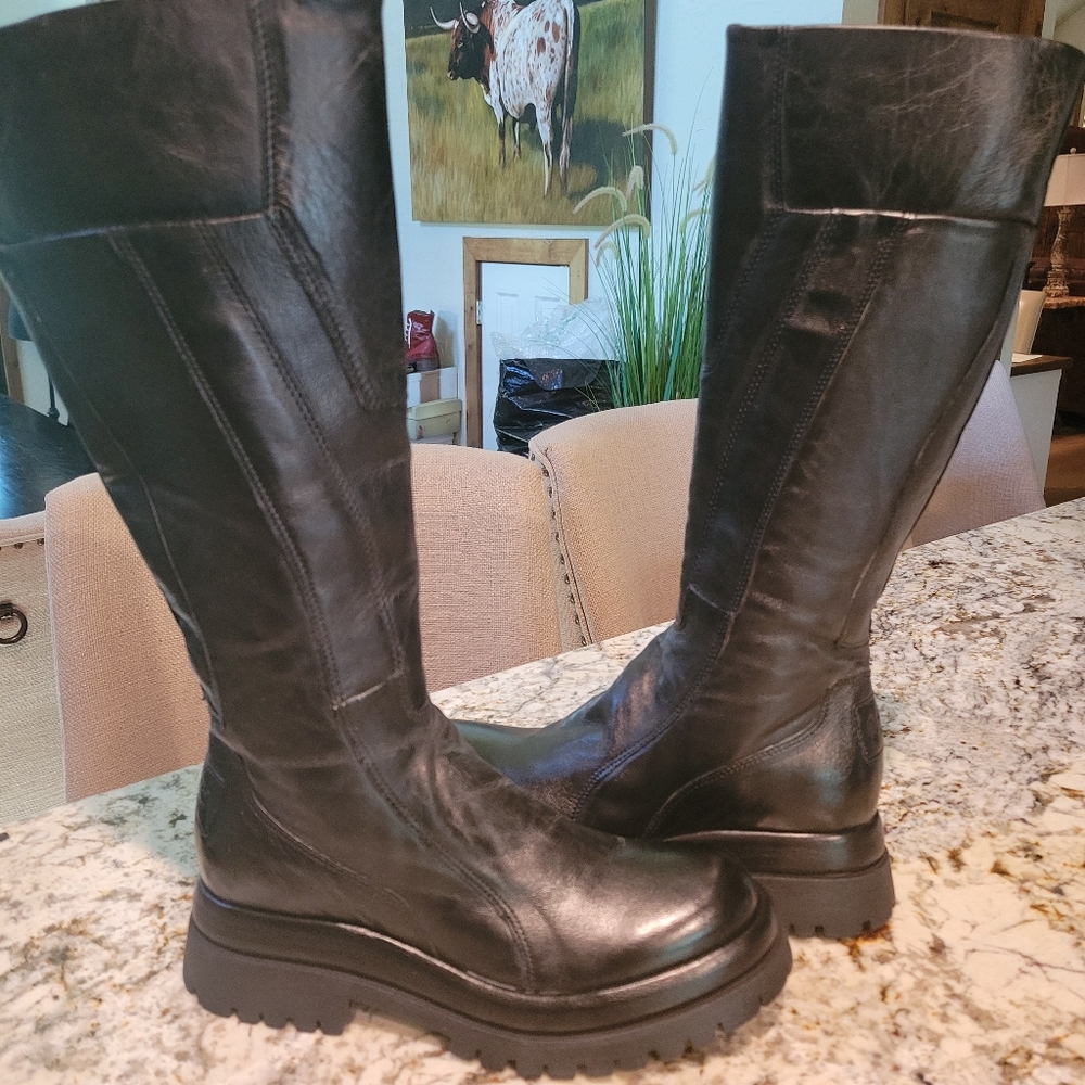 New A.S.98 DULCIE Black Knee-High Leather Boots 39 - Picture 2 of 10